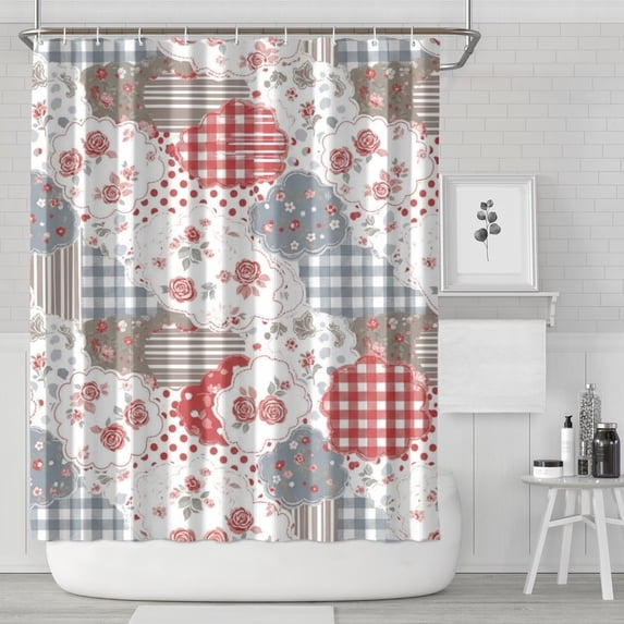 Pioneer Flower Floral Print Pattern Shower Curtain 72"x84", Bathroom Decorative Shower Curtain Set with 12 Hooks, Waterproof Washable