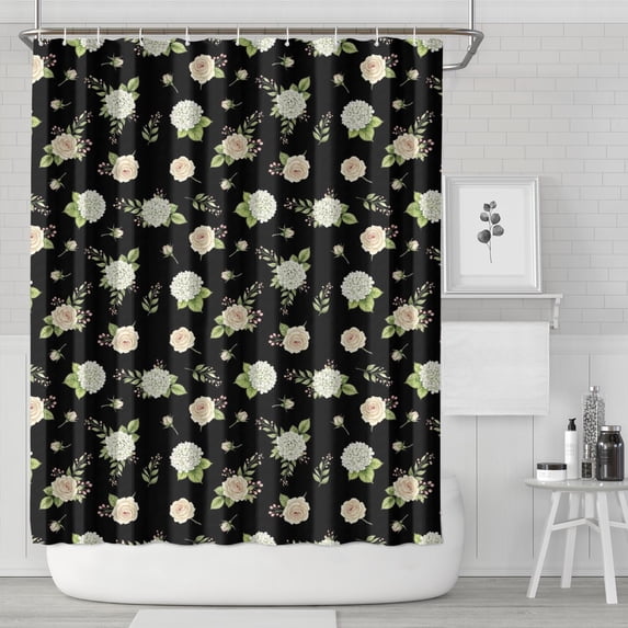 Pioneer Flower Floral Print Pattern Shower Curtain 72"x84", Bathroom Decorative Shower Curtain Set with 12 Hooks, Waterproof Washable