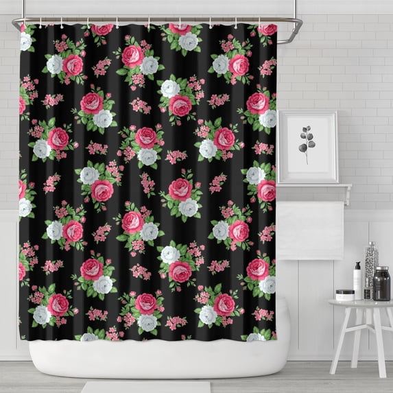 Pioneer Flower Floral Print Pattern Shower Curtain 72"x84", Bathroom Decorative Shower Curtain Set with 12 Hooks, Waterproof Washable