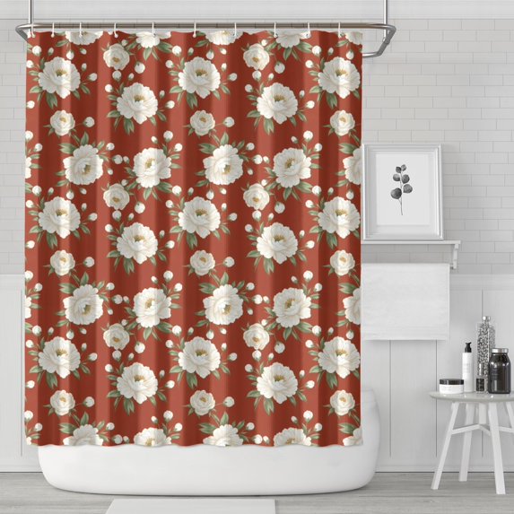 Pioneer Flower Floral Print Pattern Shower Curtain 72"x84", Bathroom Decorative Shower Curtain Set with 12 Hooks, Waterproof Washable