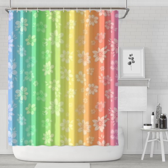 Pioneer Flower Floral Print Pattern Shower Curtain 72"x84", Bathroom Decorative Shower Curtain Set with 12 Hooks, Waterproof Washable