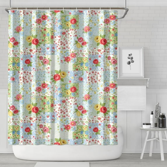Pioneer Flower Floral Print Pattern Shower Curtain 72"x84", Bathroom Decorative Shower Curtain Set with 12 Hooks, Waterproof Washable