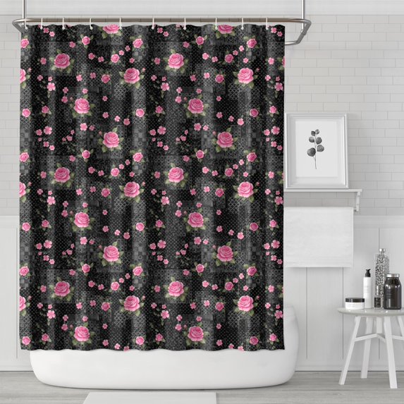 Pioneer Flower Floral Print Pattern Shower Curtain 72"x84", Bathroom Decorative Shower Curtain Set with 12 Hooks, Waterproof Washable