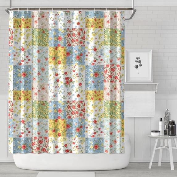 Pioneer Flower Floral Print Pattern Shower Curtain 72"x84", Bathroom Decorative Shower Curtain Set with 12 Hooks, Waterproof Washable