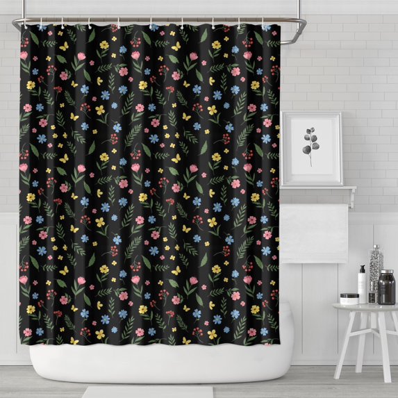 Pioneer Flower Floral Print Pattern Shower Curtain 72"x84", Bathroom Decorative Shower Curtain Set with 12 Hooks, Waterproof Washable