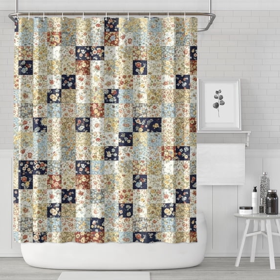Pioneer Flower Floral Print Pattern Shower Curtain 72"x84", Bathroom Decorative Shower Curtain Set with 12 Hooks, Waterproof Washable
