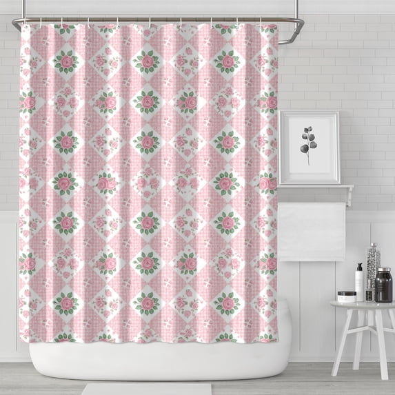 Pioneer Flower Floral Print Pattern Shower Curtain 72"x84", Bathroom Decorative Shower Curtain Set with 12 Hooks, Waterproof Washable
