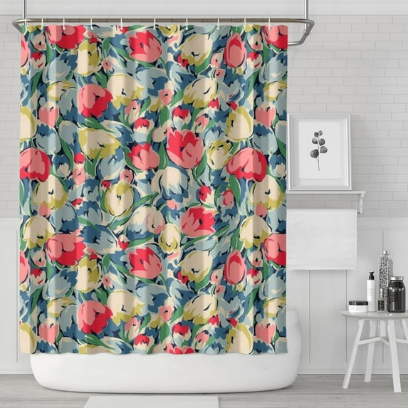 Pioneer Flower Floral Print Pattern Shower Curtain 72"x84" ,Bathroom Decorative Shower Curtains Set with 12 Hooks,Modern Waterproof Washable Shower Curtain