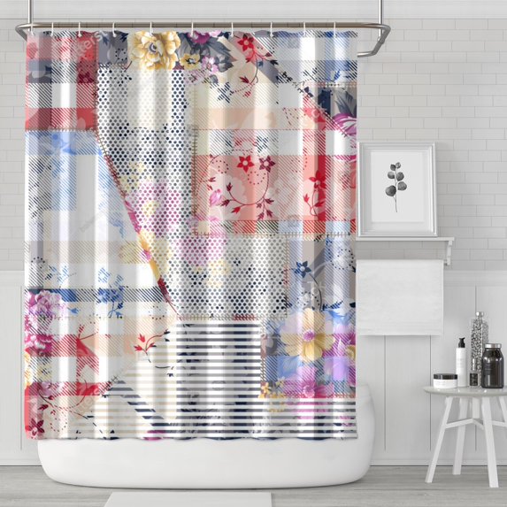 Pioneer Flower Floral Print Pattern Shower Curtain 72"x84" ,Bathroom Decorative Shower Curtains Set with 12 Hooks,Modern Waterproof Washable Shower Curtain