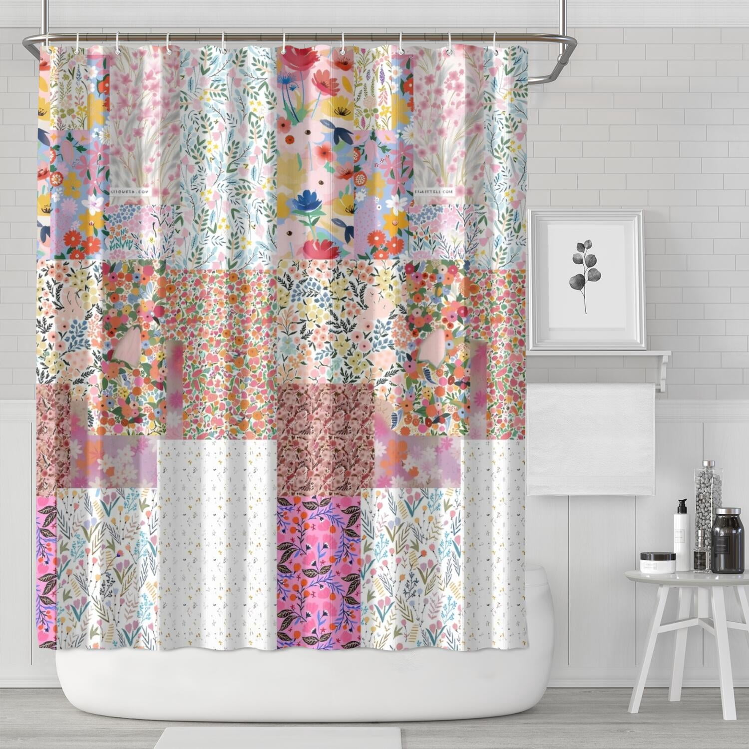 Pioneer Flower Floral Print Pattern Shower Curtain 72"x84" ,Bathroom ...