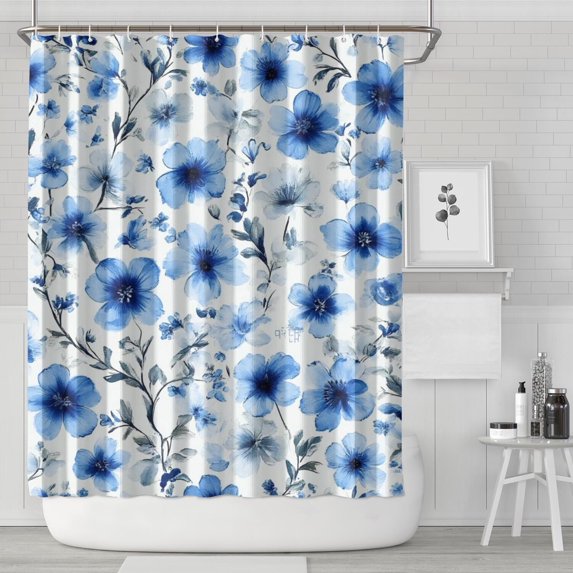 Pioneer Flower Floral Print Pattern Shower Curtain 72"x84" ,Bathroom Decorative Shower Curtains Set with 12 Hooks,Modern Waterproof Washable Shower Curtain