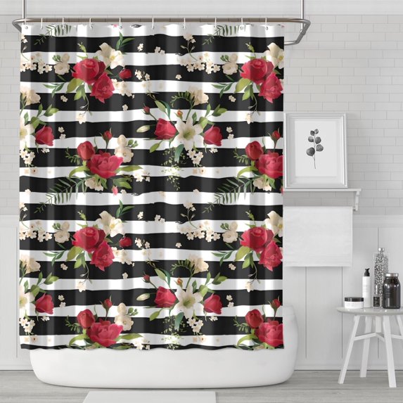 Pioneer Flower Floral Print Pattern Shower Curtain 72"x84" ,Bathroom Decorative Shower Curtains Set with 12 Hooks,Modern Waterproof Washable Shower Curtain