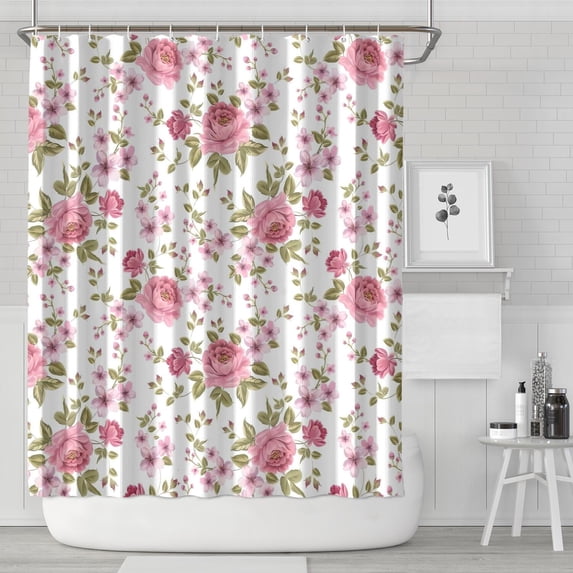 Pioneer Flower Floral Print Pattern Shower Curtain 72"x84" ,Bathroom Decorative Shower Curtains Set with 12 Hooks,Modern Waterproof Washable Shower Curtain