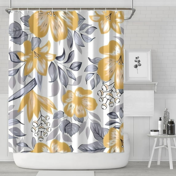 Pioneer Flower Floral Print Pattern Shower Curtain 72"x84" ,Bathroom Decorative Shower Curtains Set with 12 Hooks,Modern Waterproof Washable Shower Curtain
