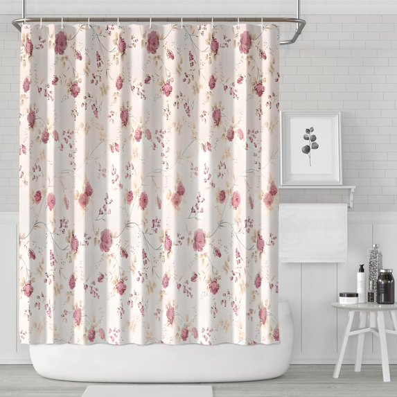 Pioneer Flower Floral Print Pattern Shower Curtain 72"x84" ,Bathroom Decorative Shower Curtains Set with 12 Hooks,Modern Waterproof Washable Shower Curtain