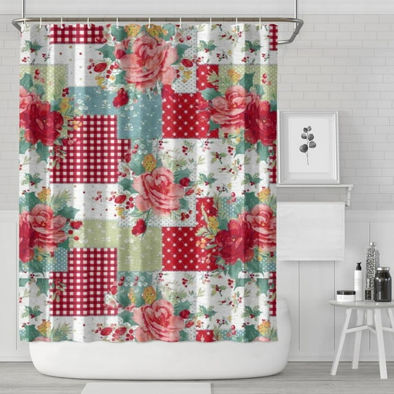Pioneer Flower Floral Print Pattern Shower Curtain 72"x84" ,Bathroom Decorative Shower Curtains Set with 12 Hooks,Modern Waterproof Washable Shower Curtain