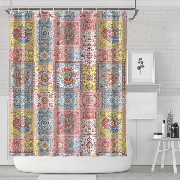 Pioneer Flower Floral Print Pattern Shower Curtain 84”x72", Bathroom Decorative Shower Curtain Set with 12 Hooks, Waterproof Washable