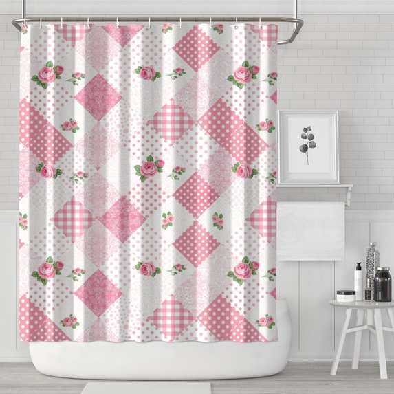 Pioneer Flower Floral Print Pattern Shower Curtain 84”x72", Bathroom Decorative Shower Curtain Set with 12 Hooks, Waterproof Washable