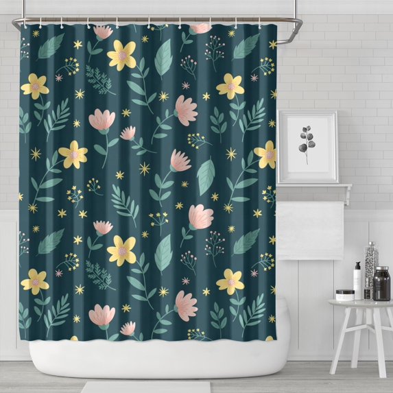 Pioneer Flower Floral Print Pattern Shower Curtain 84”x72", Bathroom Decorative Shower Curtain Set with 12 Hooks, Waterproof Washable