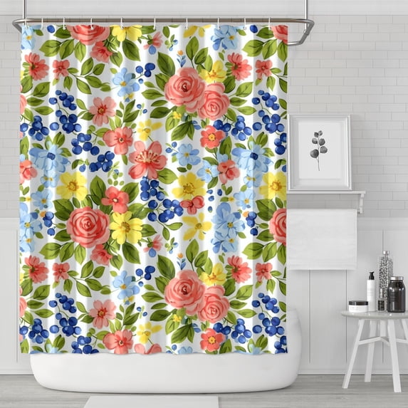 Pioneer Flower Floral Print Pattern Shower Curtain 84”x72", Bathroom Decorative Shower Curtain Set with 12 Hooks, Waterproof Washable