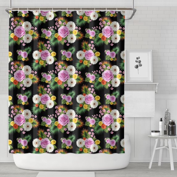 Pioneer Flower Floral Print Pattern Shower Curtain 84”x72", Bathroom Decorative Shower Curtain Set with 12 Hooks, Waterproof Washable