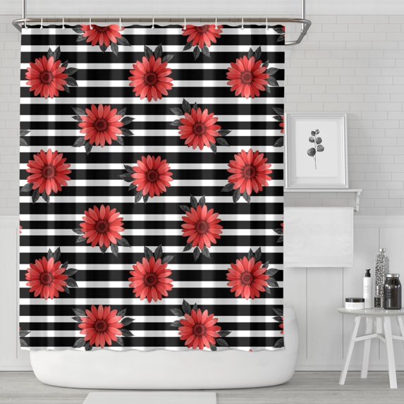 Pioneer Flower Floral Print Pattern Shower Curtain 84”x72", Bathroom Decorative Shower Curtain Set with 12 Hooks, Waterproof Washable