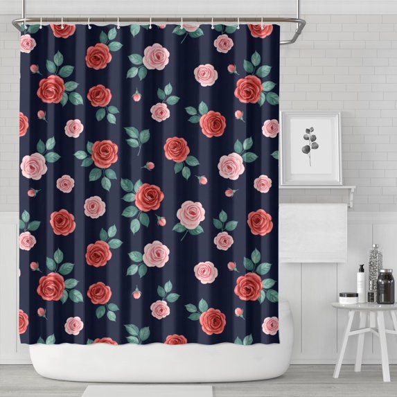 Pioneer Flower Floral Print Pattern Shower Curtain 84”x72", Bathroom Decorative Shower Curtain Set with 12 Hooks, Waterproof Washable