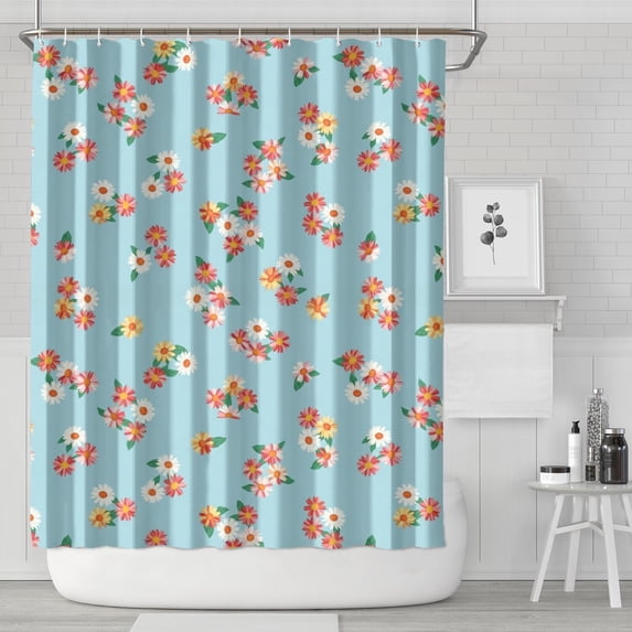 Pioneer Flower Floral Print Pattern Shower Curtain 84"x72", Bathroom Decorative Shower Curtain Set with 12 Hooks, Waterproof Washable