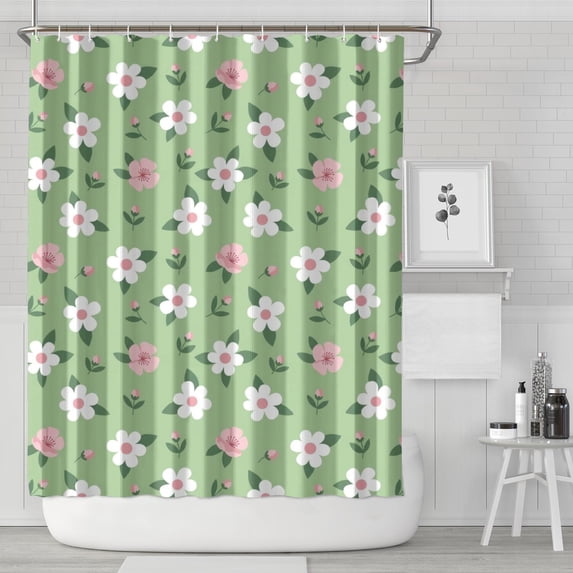 Pioneer Flower Floral Print Pattern Shower Curtain 84"x72", Bathroom Decorative Shower Curtain Set with 12 Hooks, Waterproof Washable