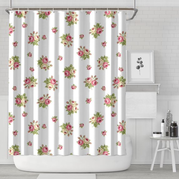 Pioneer Flower Floral Print Pattern Shower Curtain 84”x72", Bathroom Decorative Shower Curtain Set with 12 Hooks, Waterproof Washable