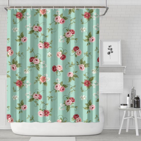 Pioneer Flower Floral Print Pattern Shower Curtain 84"x72", Bathroom Decorative Shower Curtain Set with 12 Hooks, Waterproof Washable