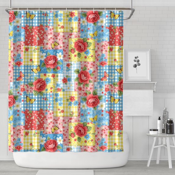 Pioneer Flower Floral Print Pattern Shower Curtain 84"x72", Bathroom Decorative Shower Curtain Set with 12 Hooks, Waterproof Washable