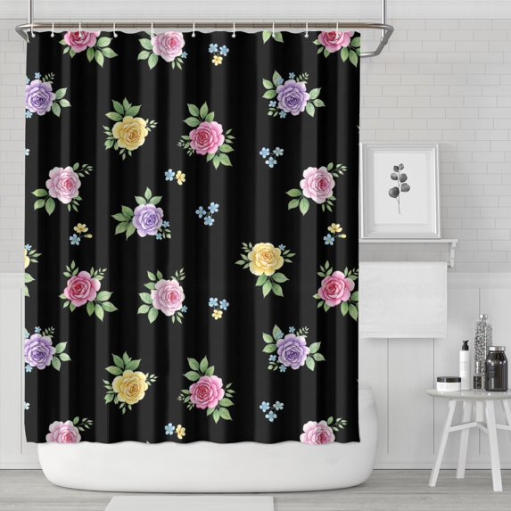 Pioneer Flower Floral Print Pattern Shower Curtain 84”x72", Bathroom Decorative Shower Curtain Set with 12 Hooks, Waterproof Washable
