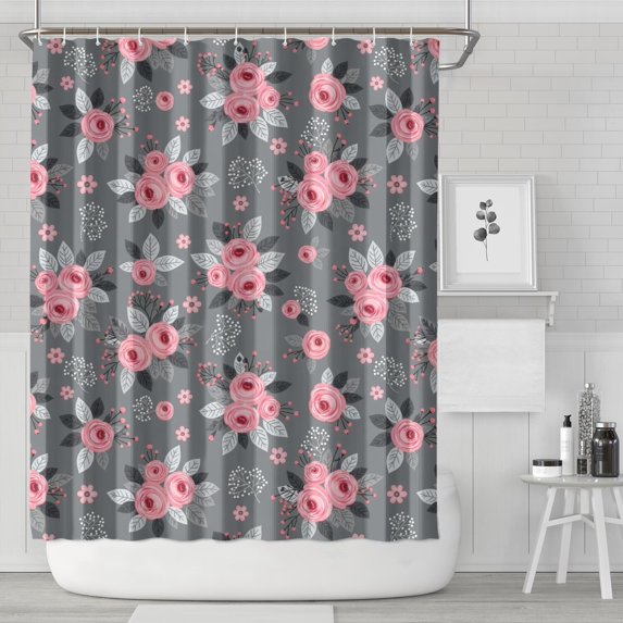 Pioneer Flower Floral Print Pattern Shower Curtain 84”x72", Bathroom Decorative Shower Curtain Set with 12 Hooks, Waterproof Washable