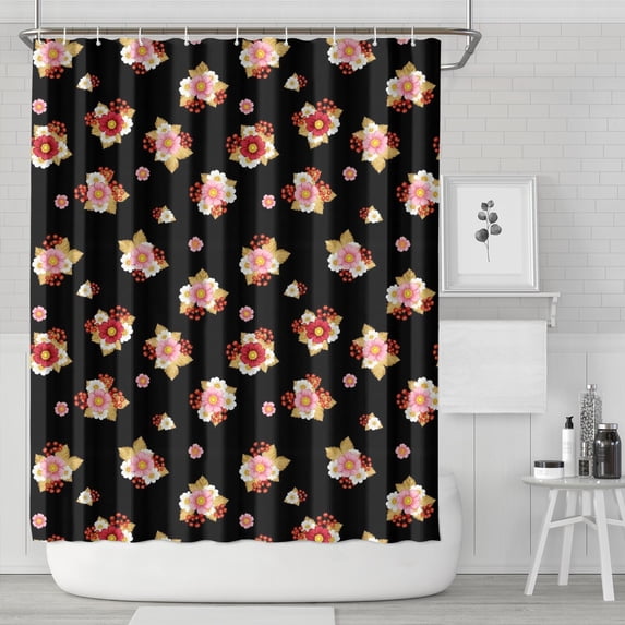 Pioneer Flower Floral Print Pattern Shower Curtain 84”x72", Bathroom Decorative Shower Curtain Set with 12 Hooks, Waterproof Washable