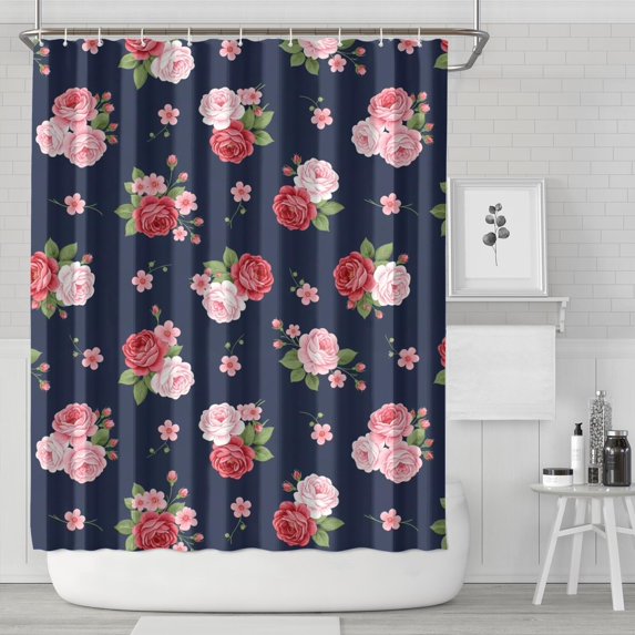 Pioneer Flower Floral Print Pattern Shower Curtain 84”x72", Bathroom Decorative Shower Curtain Set with 12 Hooks, Waterproof Washable