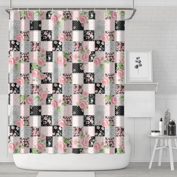 Pioneer Flower Floral Print Pattern Shower Curtain 84"x72", Bathroom Decorative Shower Curtain Set with 12 Hooks, Waterproof Washable