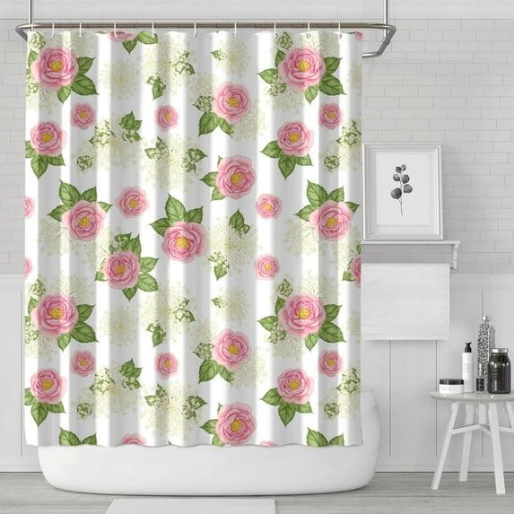 Pioneer Flower Floral Print Pattern Shower Curtain 84"x72", Bathroom Decorative Shower Curtain Set with 12 Hooks, Waterproof Washable