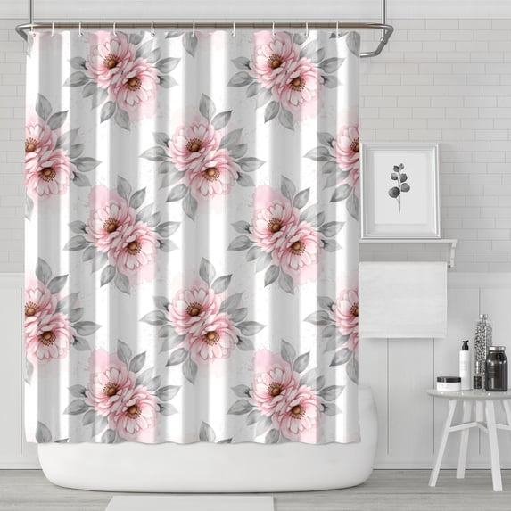 Pioneer Flower Floral Print Pattern Shower Curtain 84"x72", Bathroom Decorative Shower Curtain Set with 12 Hooks, Waterproof Washable