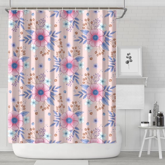 Pioneer Flower Floral Print Pattern Shower Curtain 84”x72", Bathroom Decorative Shower Curtain Set with 12 Hooks, Waterproof Washable