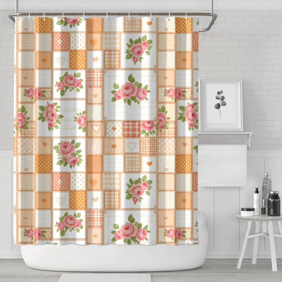 Pioneer Flower Floral Print Pattern Shower Curtain 84”x72", Bathroom Decorative Shower Curtain Set with 12 Hooks, Waterproof Washable