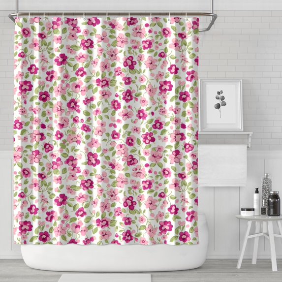 Pioneer Flower Floral Print Pattern Shower Curtain 84”x72", Bathroom Decorative Shower Curtain Set with 12 Hooks, Waterproof Washable