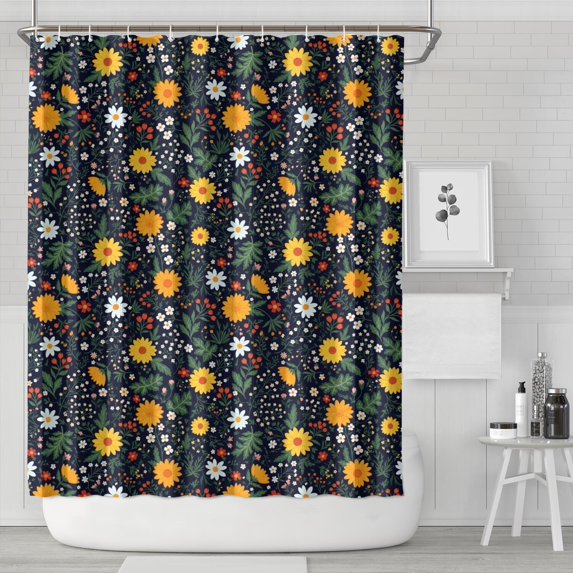 Pioneer Flower Floral Print Pattern Shower Curtain 84”x72", Bathroom Decorative Shower Curtain Set with 12 Hooks, Waterproof Washable