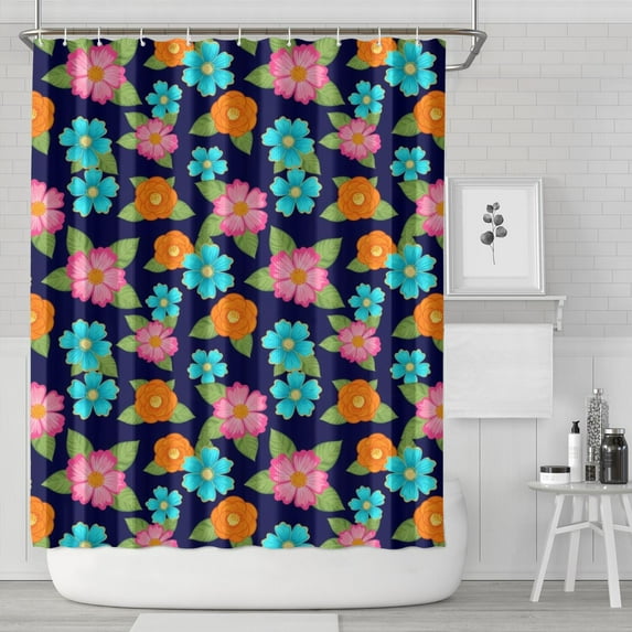 Pioneer Flower Floral Print Pattern Shower Curtain 84"x72", Bathroom Decorative Shower Curtain Set with 12 Hooks, Waterproof Washable