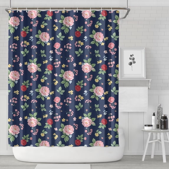 Pioneer Flower Floral Print Pattern Shower Curtain 84"x72", Bathroom Decorative Shower Curtain Set with 12 Hooks, Waterproof Washable