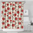 thumbnail image 1 of Strawberry and Dot Pink Pattern Modern Waterproof Shower Curtain Set with 12 Hooks, Washable Decorative Bathroom Shower Curtain, 1 of 6