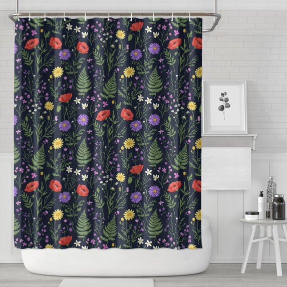 Pioneer Flower Floral Print Pattern Shower Curtain 84”x72", Bathroom Decorative Shower Curtain Set with 12 Hooks, Waterproof Washable