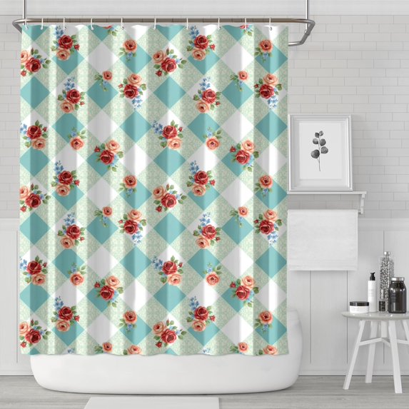 Pioneer Flower Floral Print Pattern Shower Curtain 84”x72", Bathroom Decorative Shower Curtain Set with 12 Hooks, Waterproof Washable