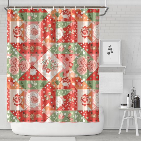 Pioneer Flower Floral Print Pattern Shower Curtain 84"x72", Bathroom Decorative Shower Curtain Set with 12 Hooks, Waterproof Washable