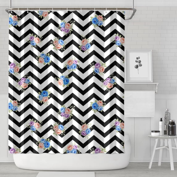Pioneer Flower Floral Print Pattern Shower Curtain 84"x72", Bathroom Decorative Shower Curtain Set with 12 Hooks, Waterproof Washable